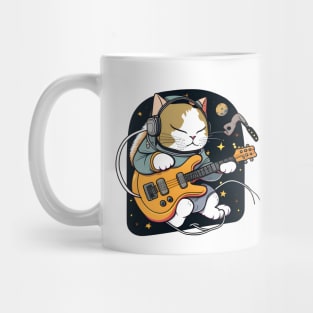 Cute Musician Cat Kitty Playing Guitar - Funny Cats Mug